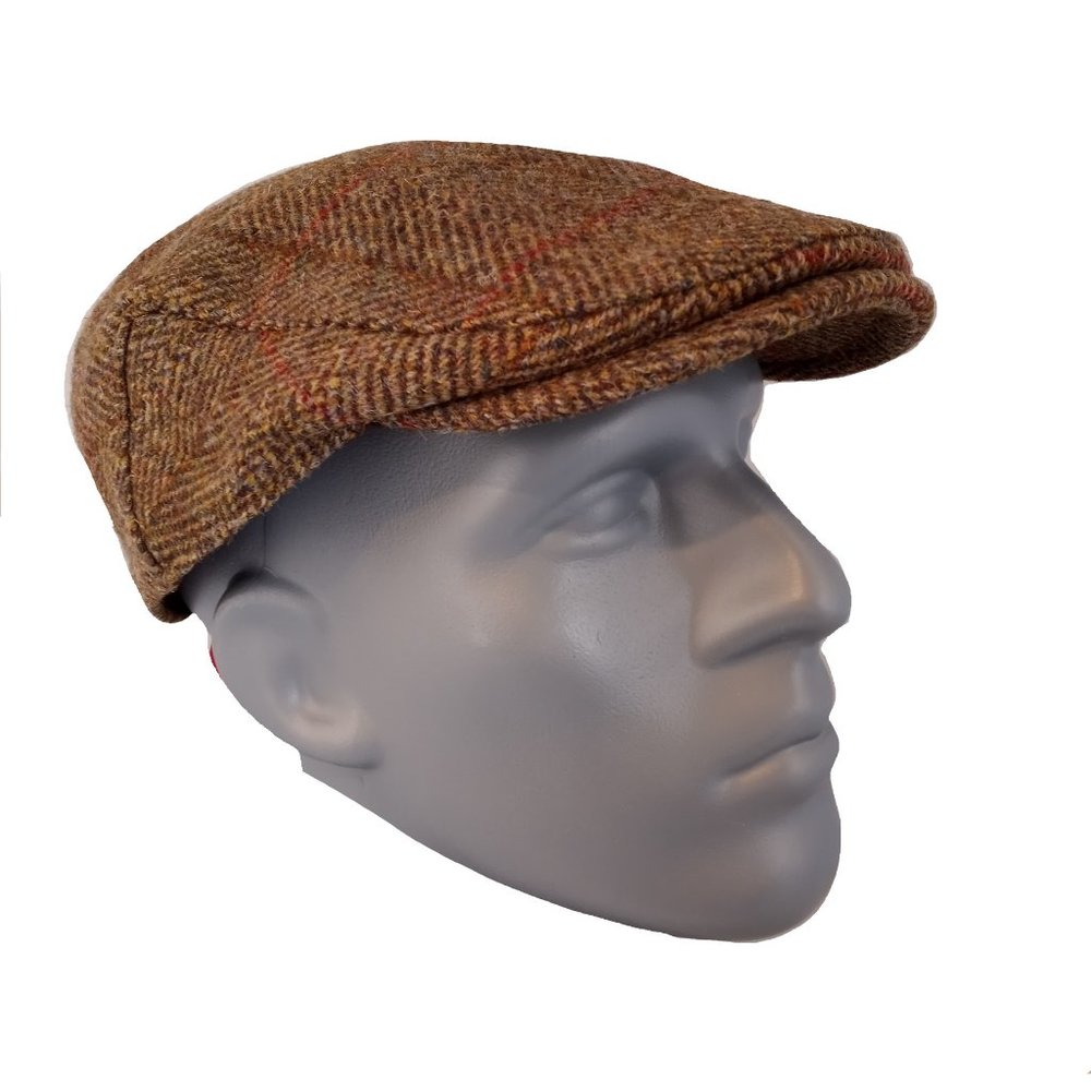 Hartside HS14 Scottish Highland Harris Tweed® Flat Cap Olive-Gold - CHOOSE SIZE - Picture 2 of 12